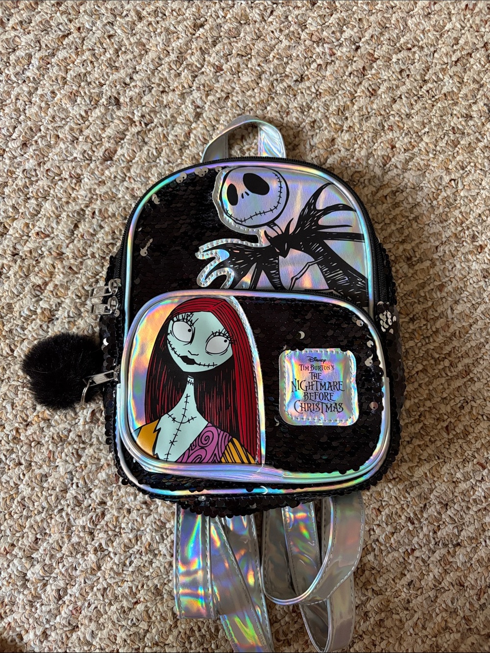Disney The Nightmare Before Christmas Black Holographic Mini Backpack